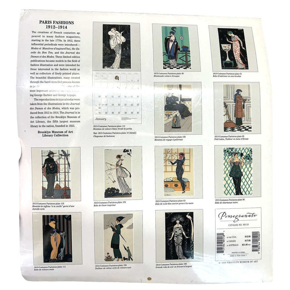Vintage Paris Fashions 1999 Calendar 1912-1914 Fashion Brooklyn Museum of Art - Picture 4 of 9
